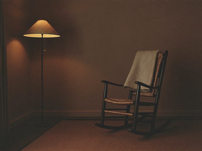 A quiet nursery corner with a rocking chair